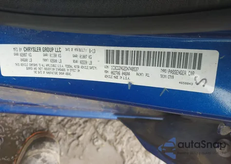 2013 Dodge Avenger Se V6 из США, поврежденный, VIN 1C3CDZAG2DN748537